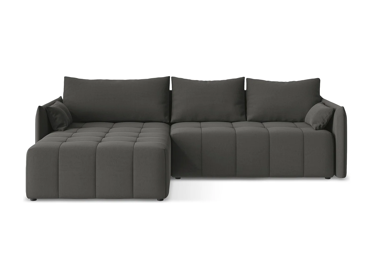 Canapé d’angle 3 places gauche convertible en velours - acier - MOKU