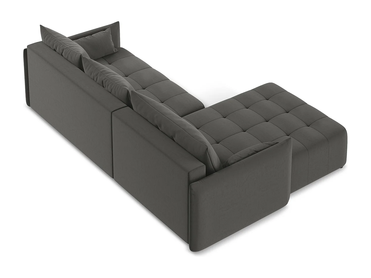 Canapé d’angle 3 places gauche convertible en velours - acier - MOKU