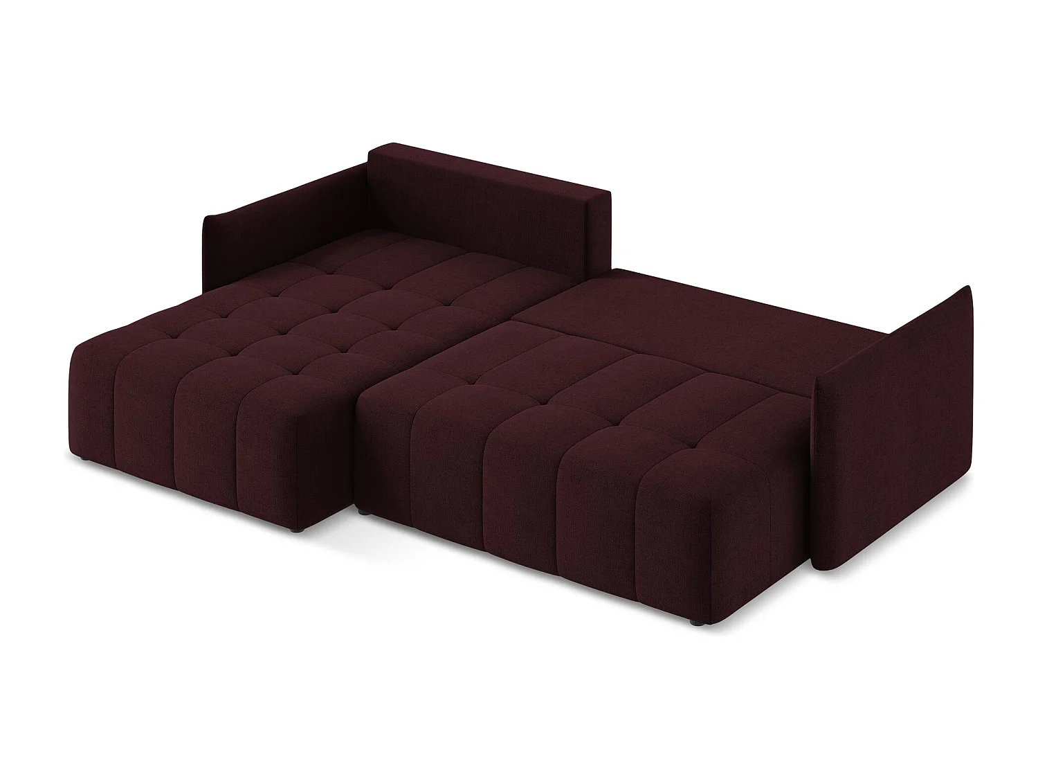 Canapé d’angle 3 places gauche convertible en tissu texturé - bordeaux - MOKU