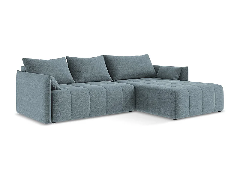Ecksofa mit Schlaffunktion - Ecke Rechts - Bouclé - Jeans - MOKU
