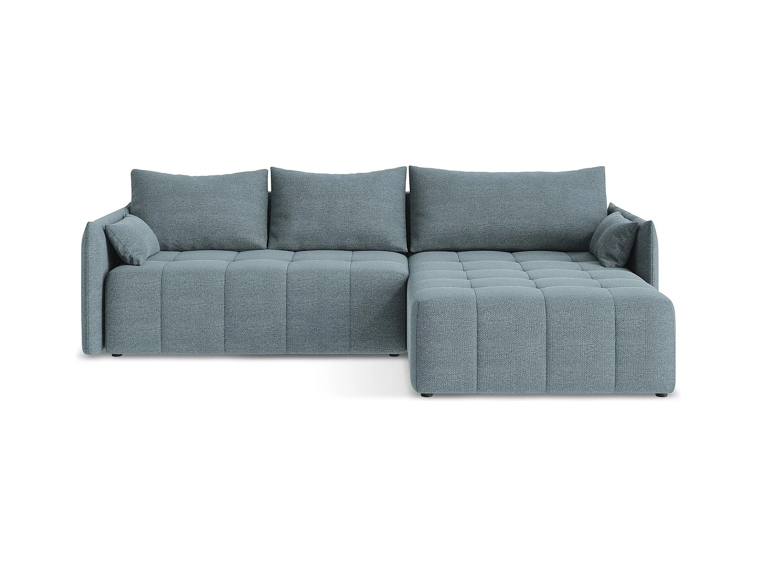 Ecksofa mit Schlaffunktion - Ecke Rechts - Bouclé - Jeans - MOKU
