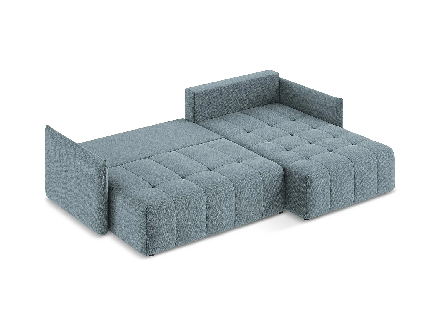 Ecksofa mit Schlaffunktion - Ecke Rechts - Bouclé - Jeans - MOKU