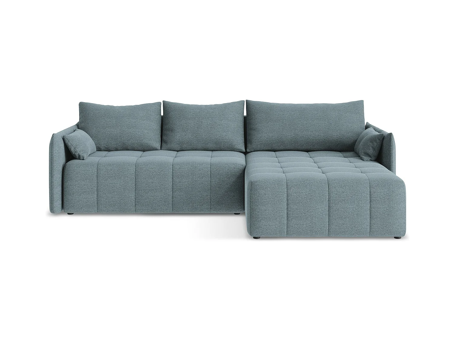 Canapé d'angle droit convertible en tissu bouclette - jeans - MOKU