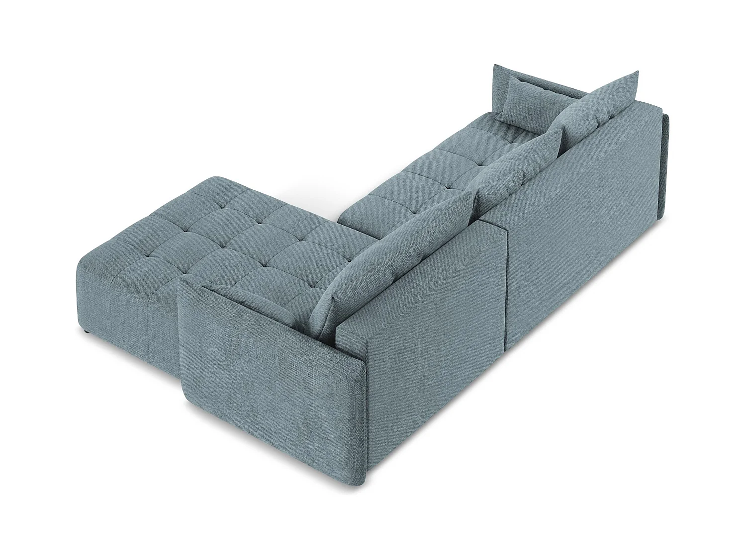 Canapé d'angle droit convertible en tissu bouclette - jeans - MOKU