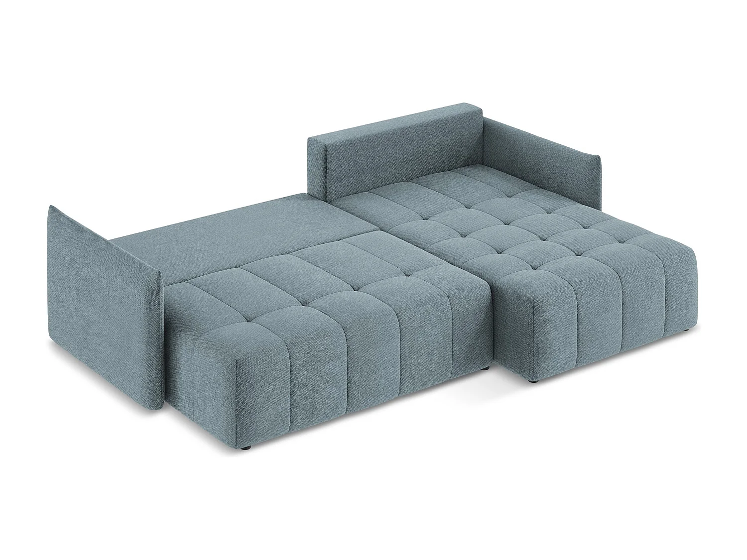 Canapé d'angle droit convertible en tissu bouclette - jeans - MOKU