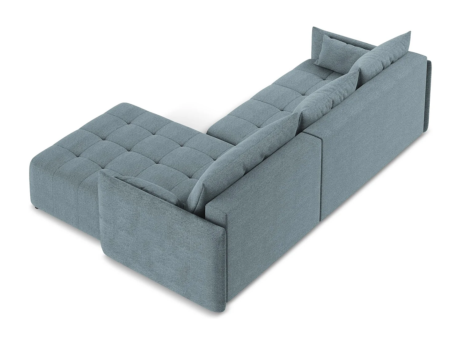 Canapé d'angle droit convertible en tissu bouclette - jeans - MOKU