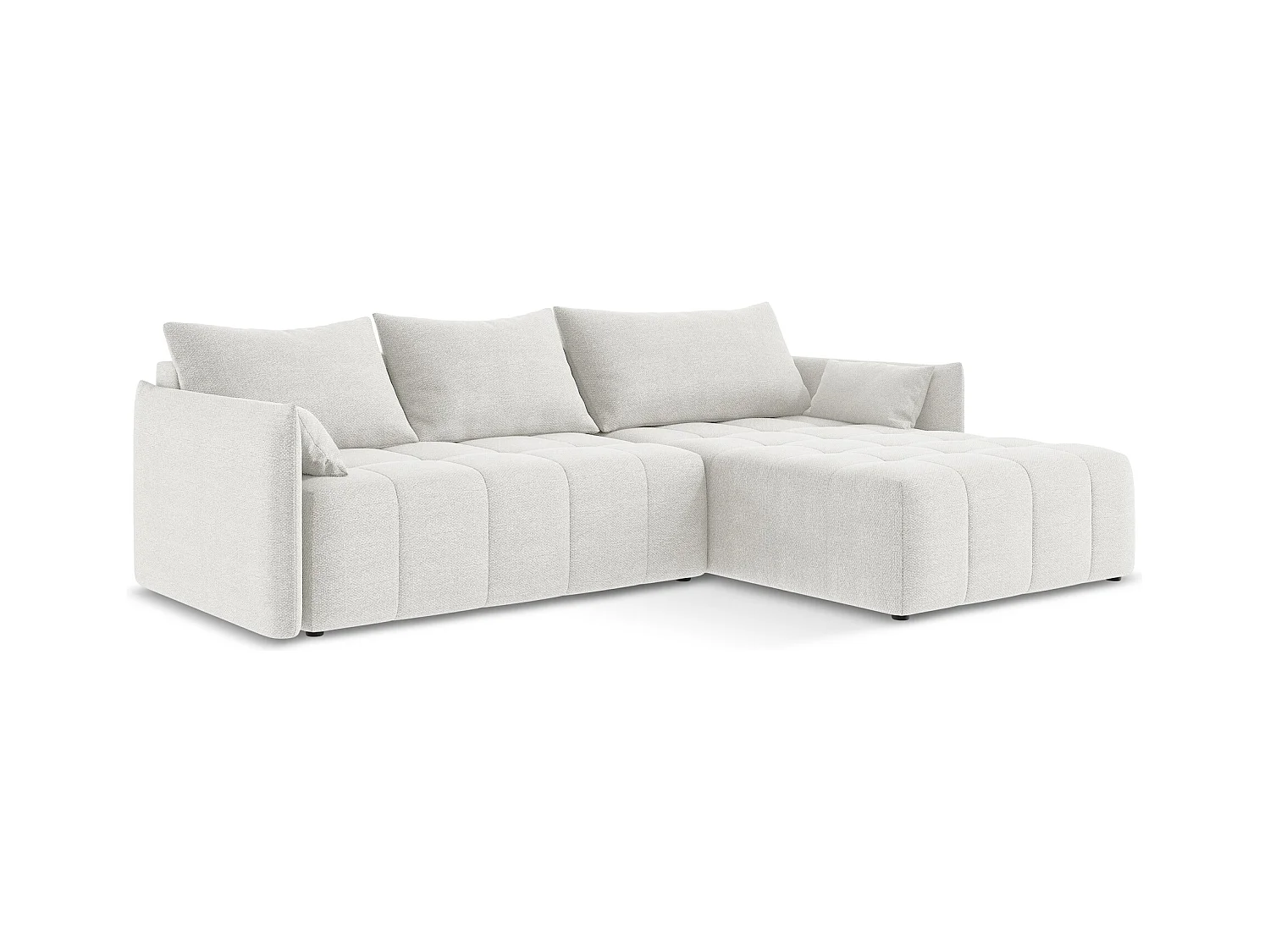 Ecksofa mit Schlaffunktion - Ecke Rechts - Bouclé - Weiß - MOKU