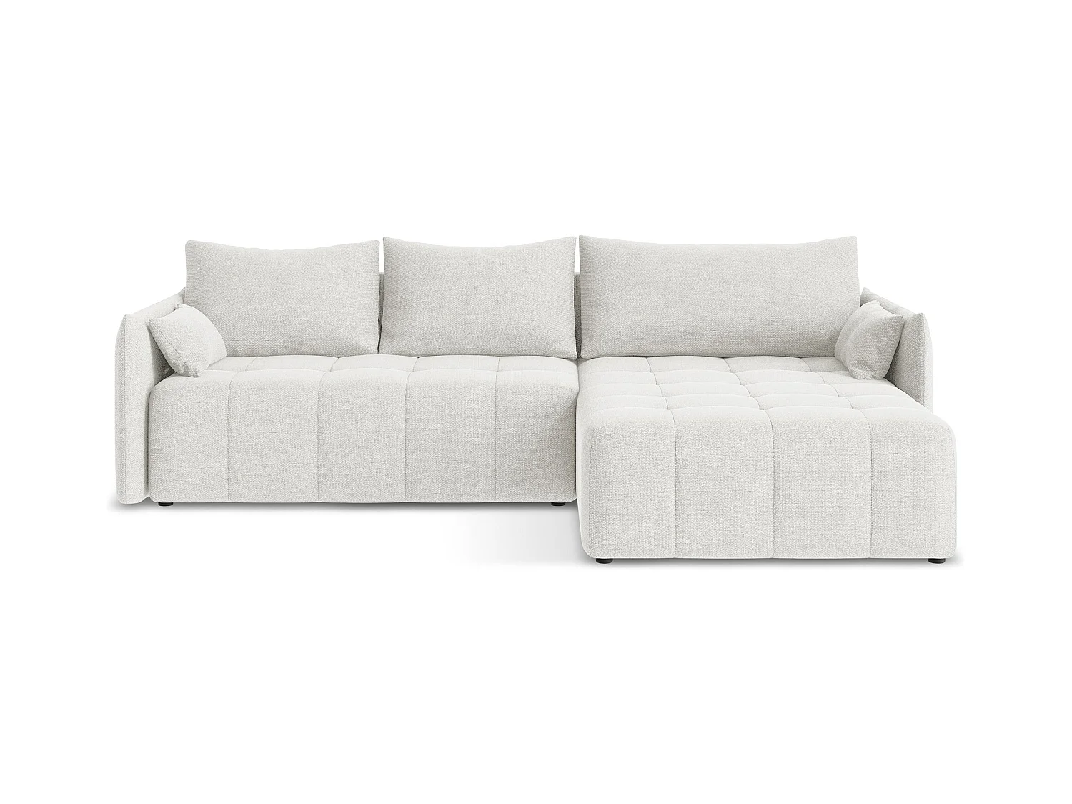 Ecksofa mit Schlaffunktion - Ecke Rechts - Bouclé - Weiß - MOKU