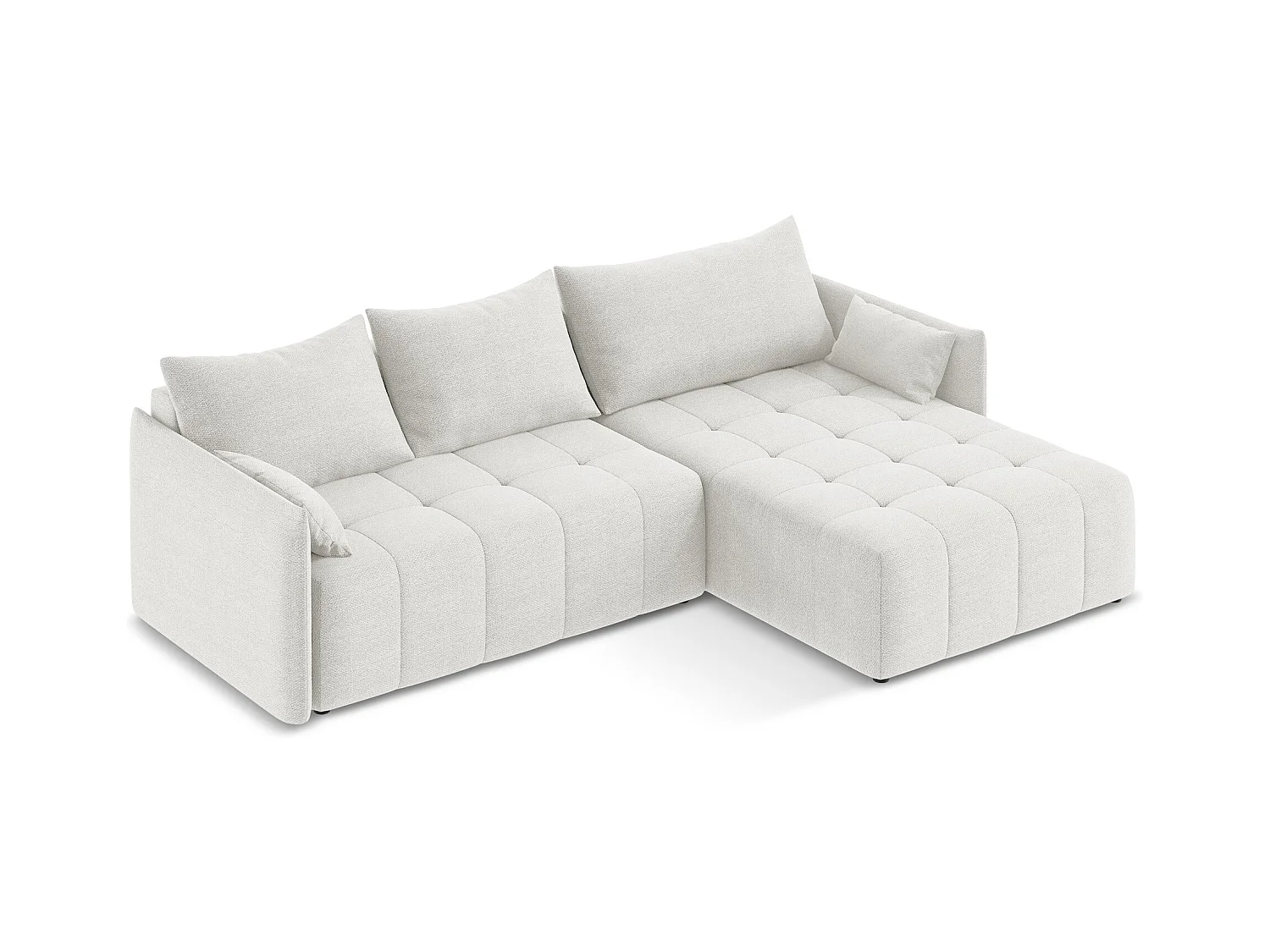 Ecksofa mit Schlaffunktion - Ecke Rechts - Bouclé - Weiß - MOKU