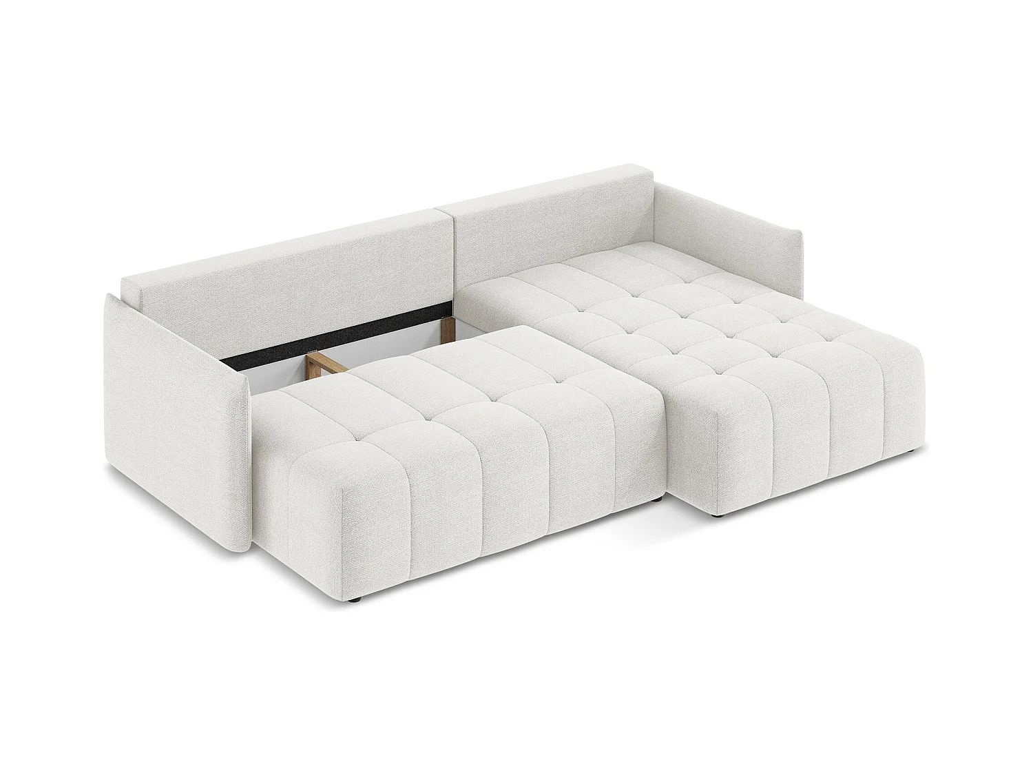 Ecksofa mit Schlaffunktion - Ecke Rechts - Bouclé - Weiß - MOKU