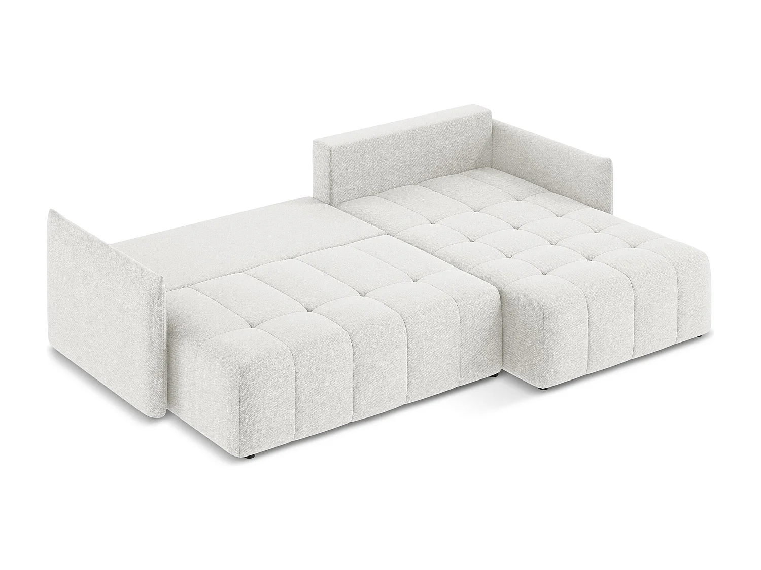 Ecksofa mit Schlaffunktion - Ecke Rechts - Bouclé - Weiß - MOKU
