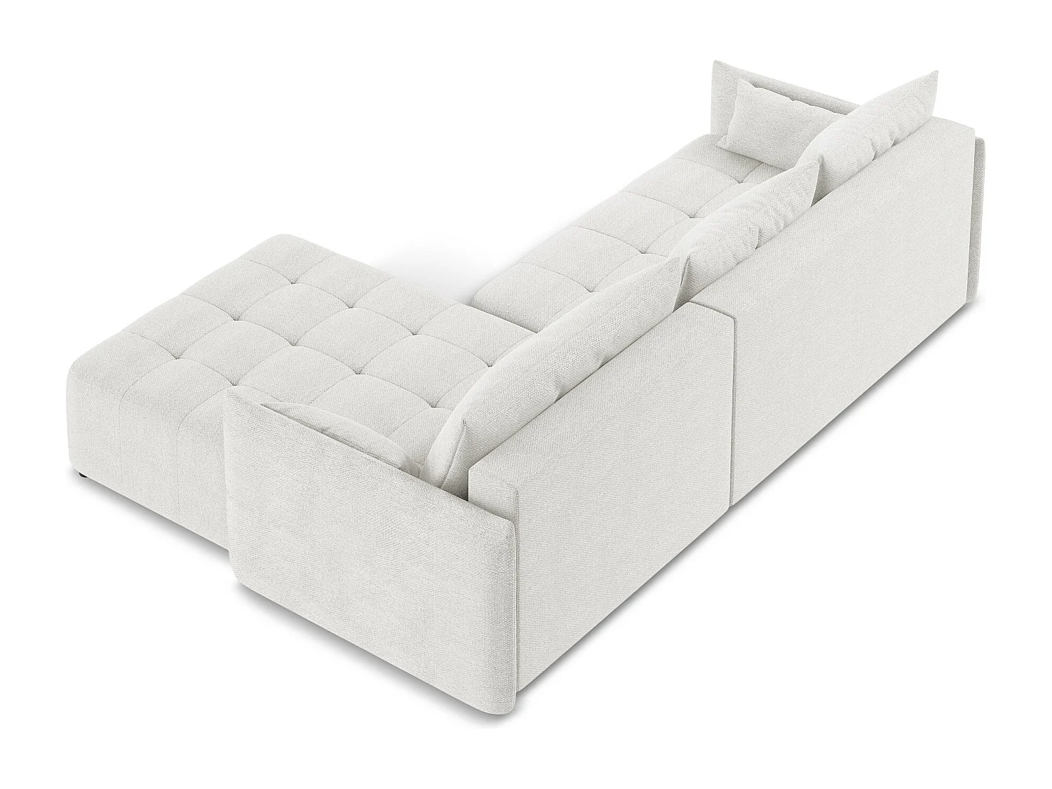 Ecksofa mit Schlaffunktion - Ecke Rechts - Bouclé - Weiß - MOKU