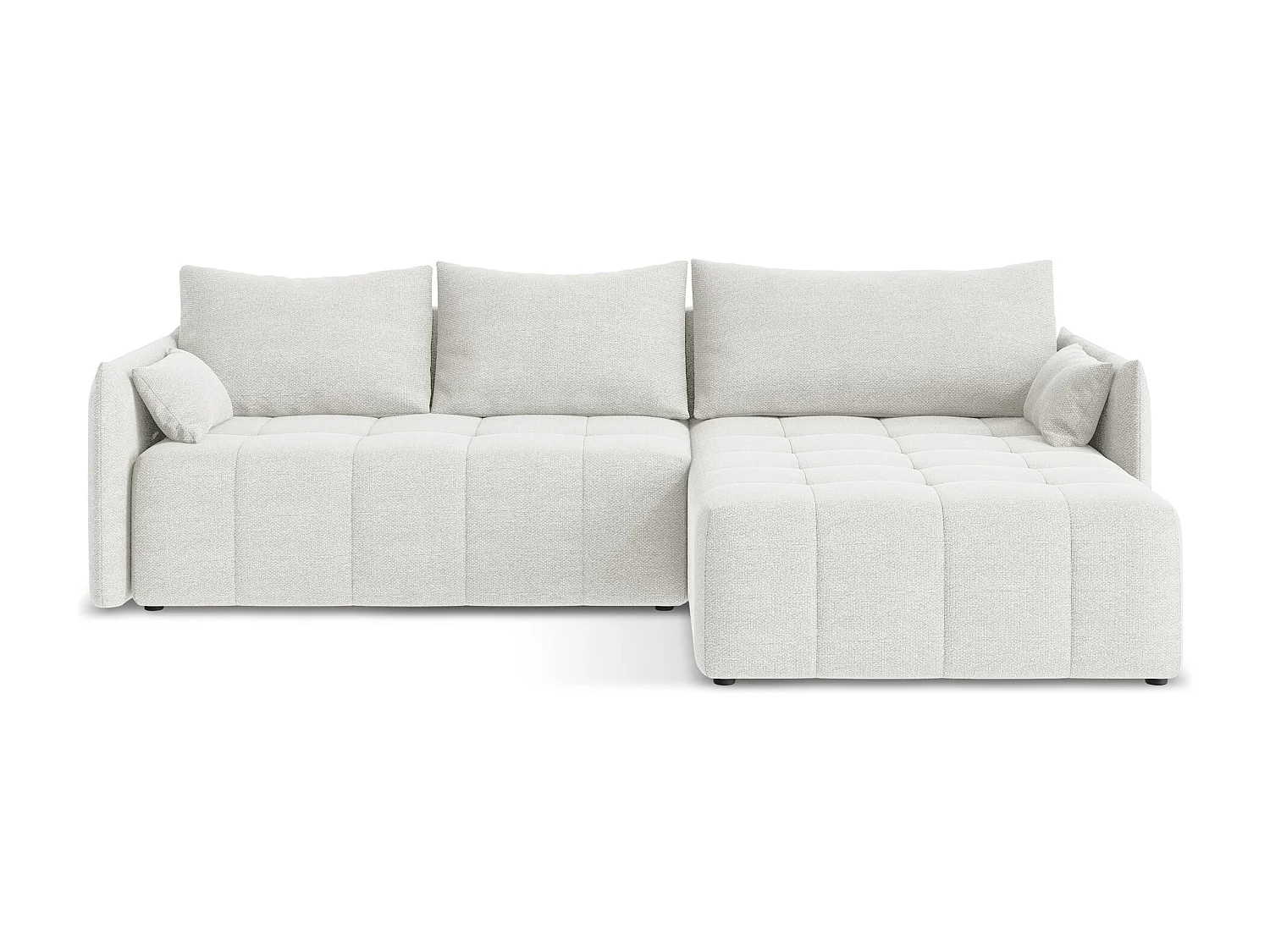 Canapé d'angle droit convertible en tissu bouclette - blanc - MOKU