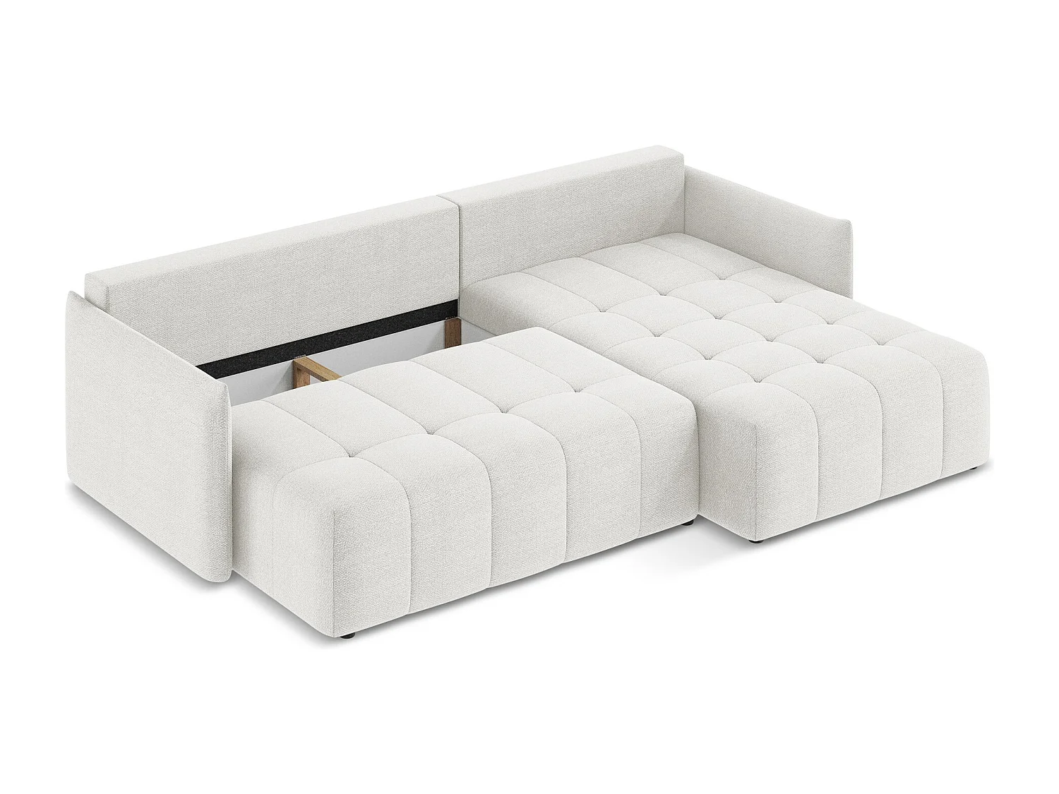 Canapé d'angle droit convertible en tissu bouclette - blanc - MOKU