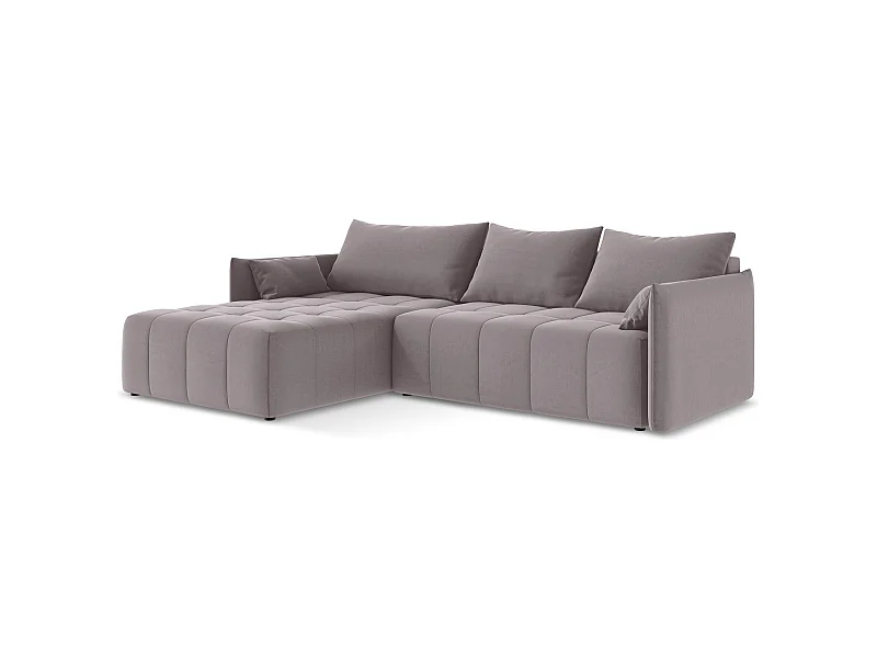 3-Sitzer Ecksofa mit Schlaffunktion - Ecke Links - Samt - Lavendel - MOKU
