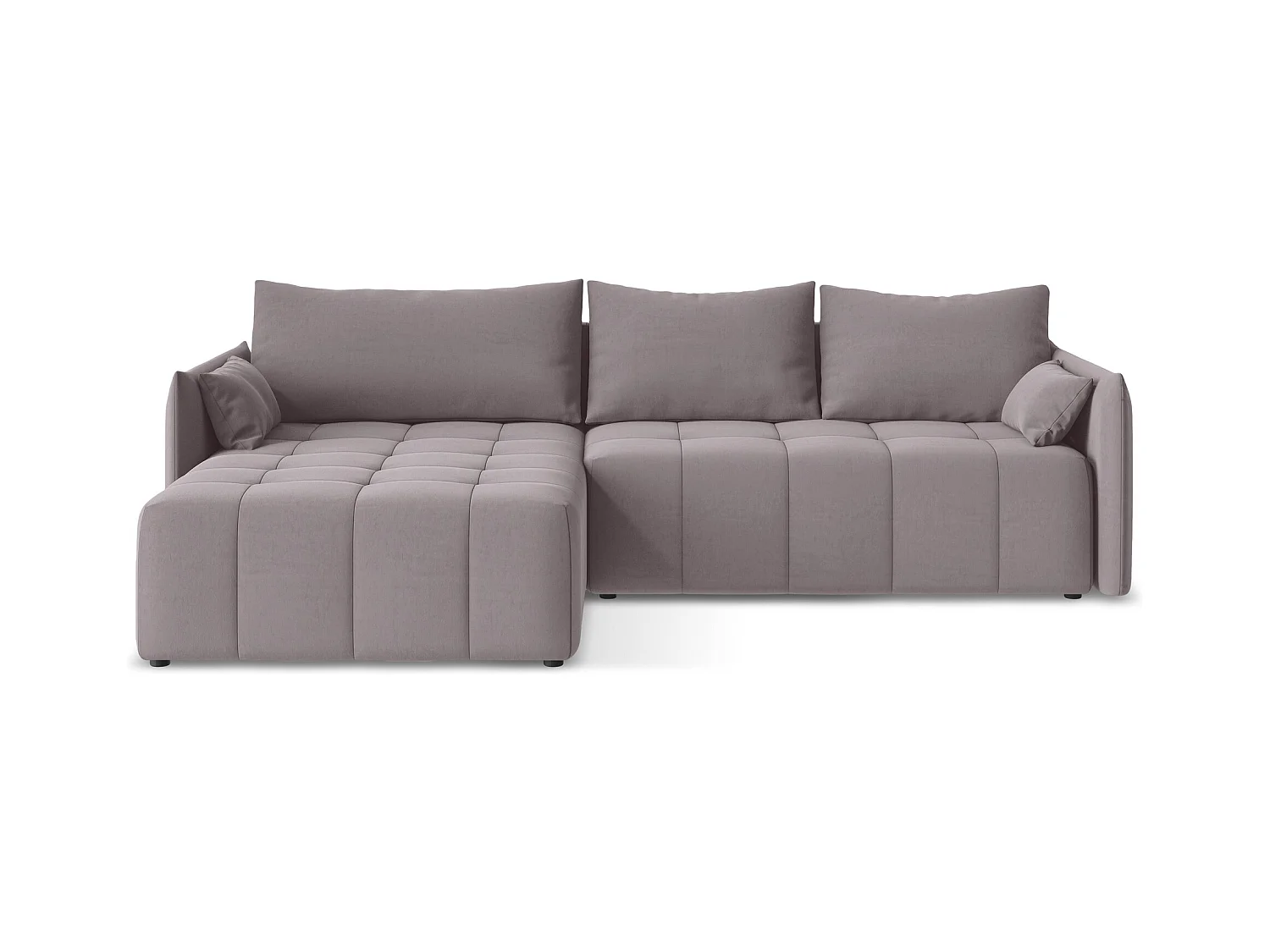 3-Sitzer Ecksofa mit Schlaffunktion - Ecke Links - Samt - Lavendel - MOKU
