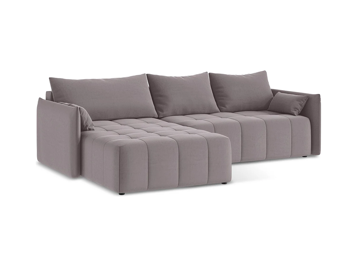 3-Sitzer Ecksofa mit Schlaffunktion - Ecke Links - Samt - Lavendel - MOKU