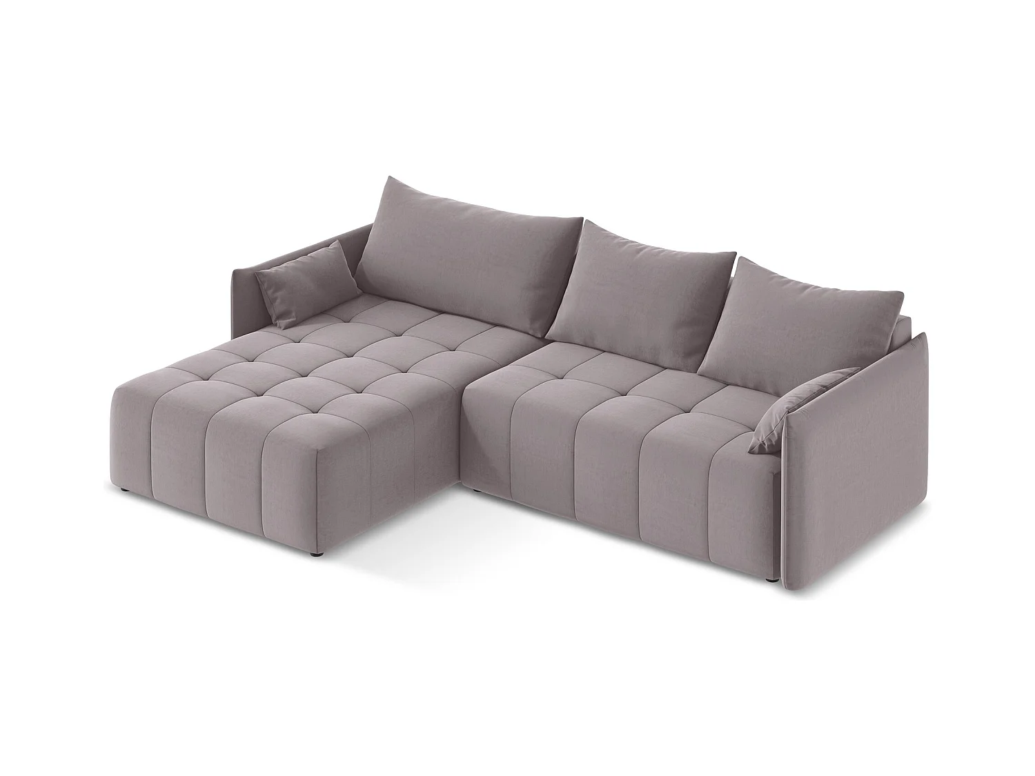 3-Sitzer Ecksofa mit Schlaffunktion - Ecke Links - Samt - Lavendel - MOKU