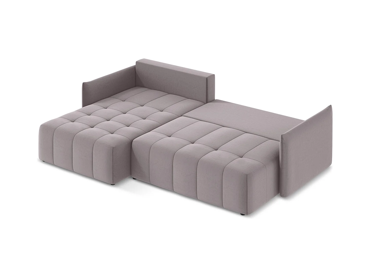 3-Sitzer Ecksofa mit Schlaffunktion - Ecke Links - Samt - Lavendel - MOKU