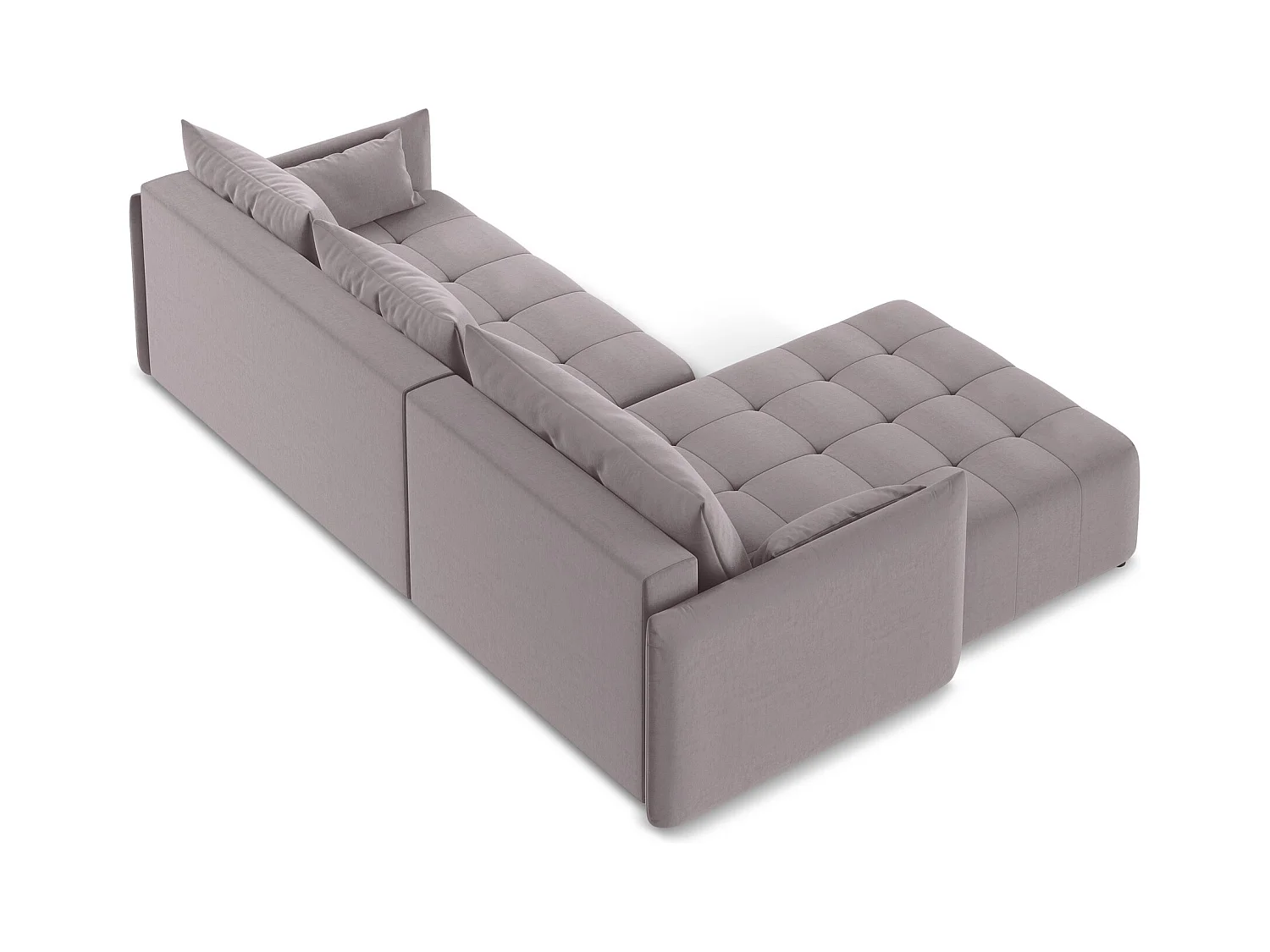 3-Sitzer Ecksofa mit Schlaffunktion - Ecke Links - Samt - Lavendel - MOKU