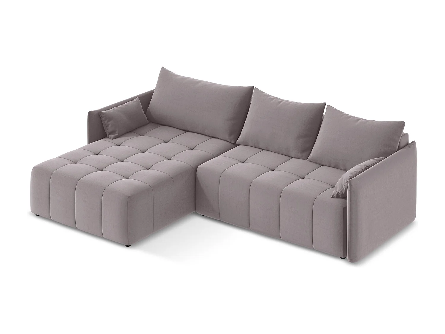 Canapé d’angle 3 places gauche convertible en velours - lavande - MOKU