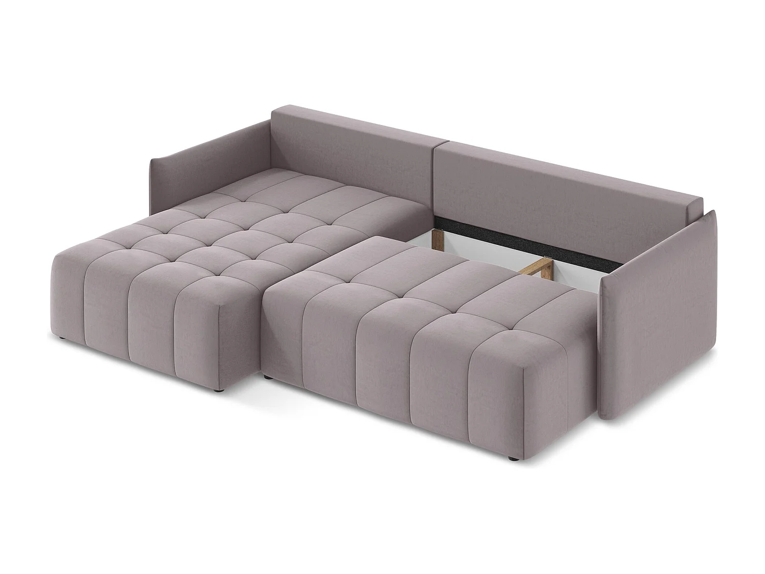 Canapé d’angle 3 places gauche convertible en velours - lavande - MOKU