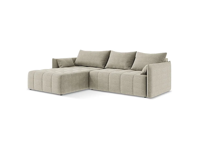 3-Sitzer Ecksofa mit Schlaffunktion - Ecke Links - Bouclé - Taupe - MOKU