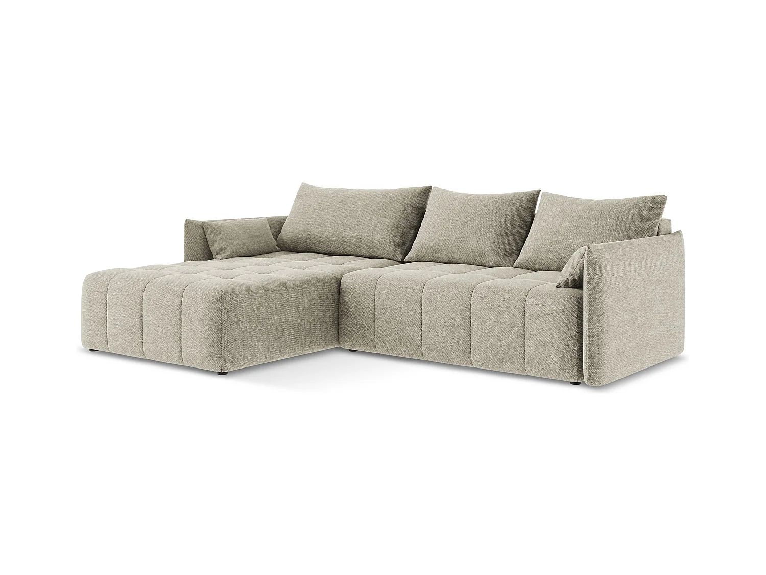 3-Sitzer Ecksofa mit Schlaffunktion - Ecke Links - Bouclé - Taupe - MOKU