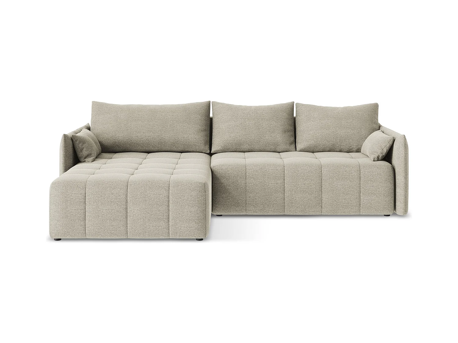 3-Sitzer Ecksofa mit Schlaffunktion - Ecke Links - Bouclé - Taupe - MOKU