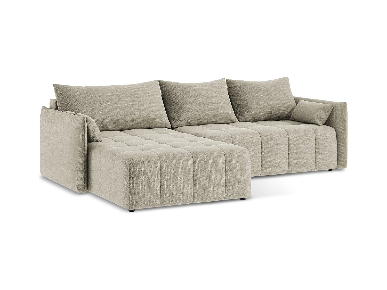 3-Sitzer Ecksofa mit Schlaffunktion - Ecke Links - Bouclé - Taupe - MOKU