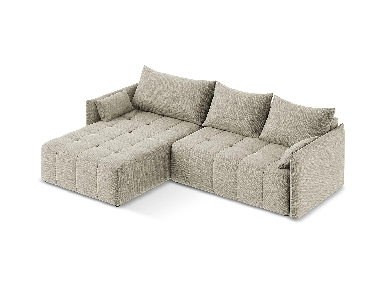 3-Sitzer Ecksofa mit Schlaffunktion - Ecke Links - Bouclé - Taupe - MOKU
