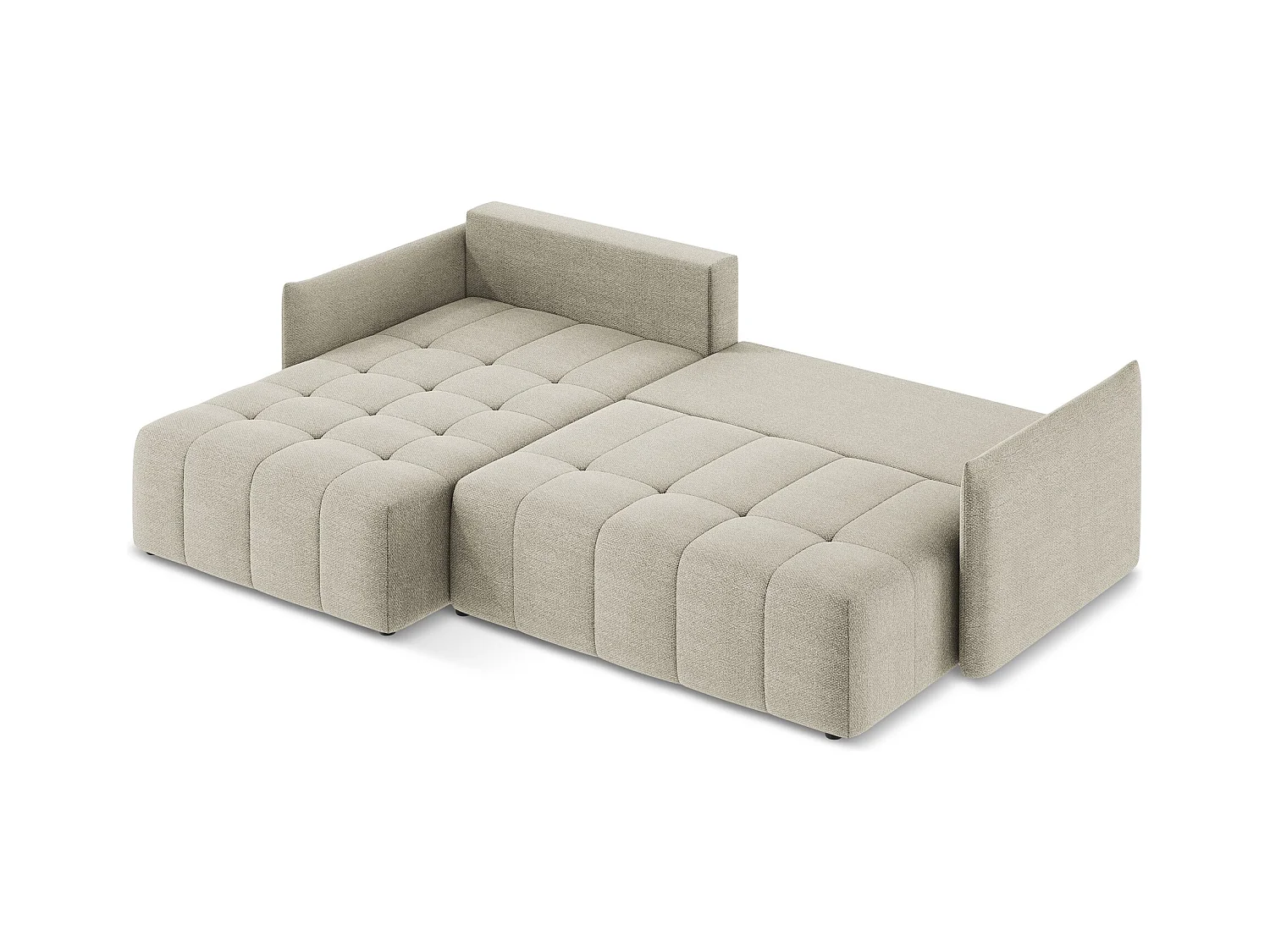 3-Sitzer Ecksofa mit Schlaffunktion - Ecke Links - Bouclé - Taupe - MOKU