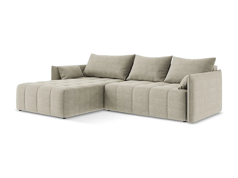 3-Sitzer Ecksofa mit Schlaffunktion - Ecke Links - Bouclé - Taupe - MOKU