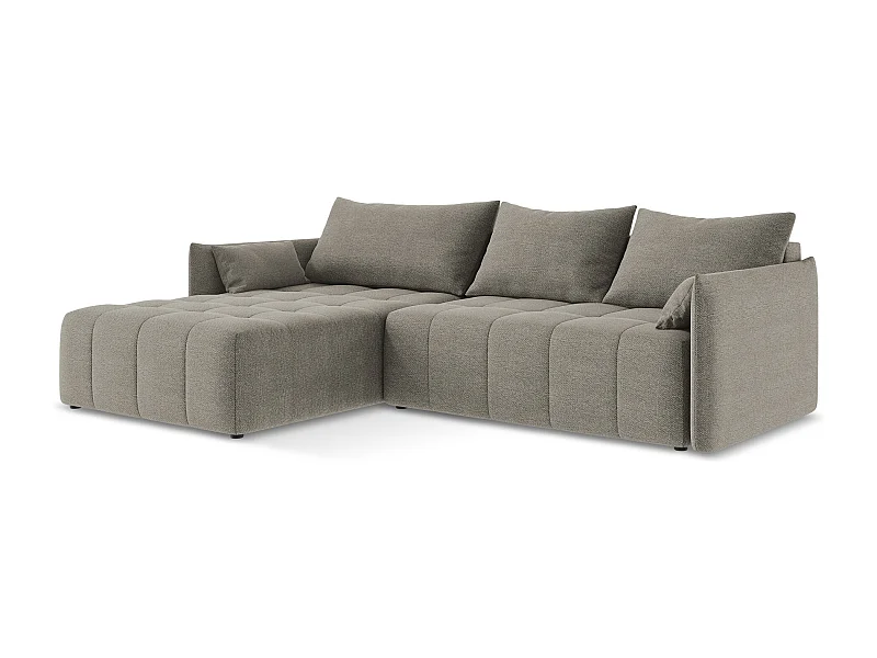3-Sitzer Ecksofa mit Schlaffunktion - Ecke Links - Bouclé - Grau - MOKU