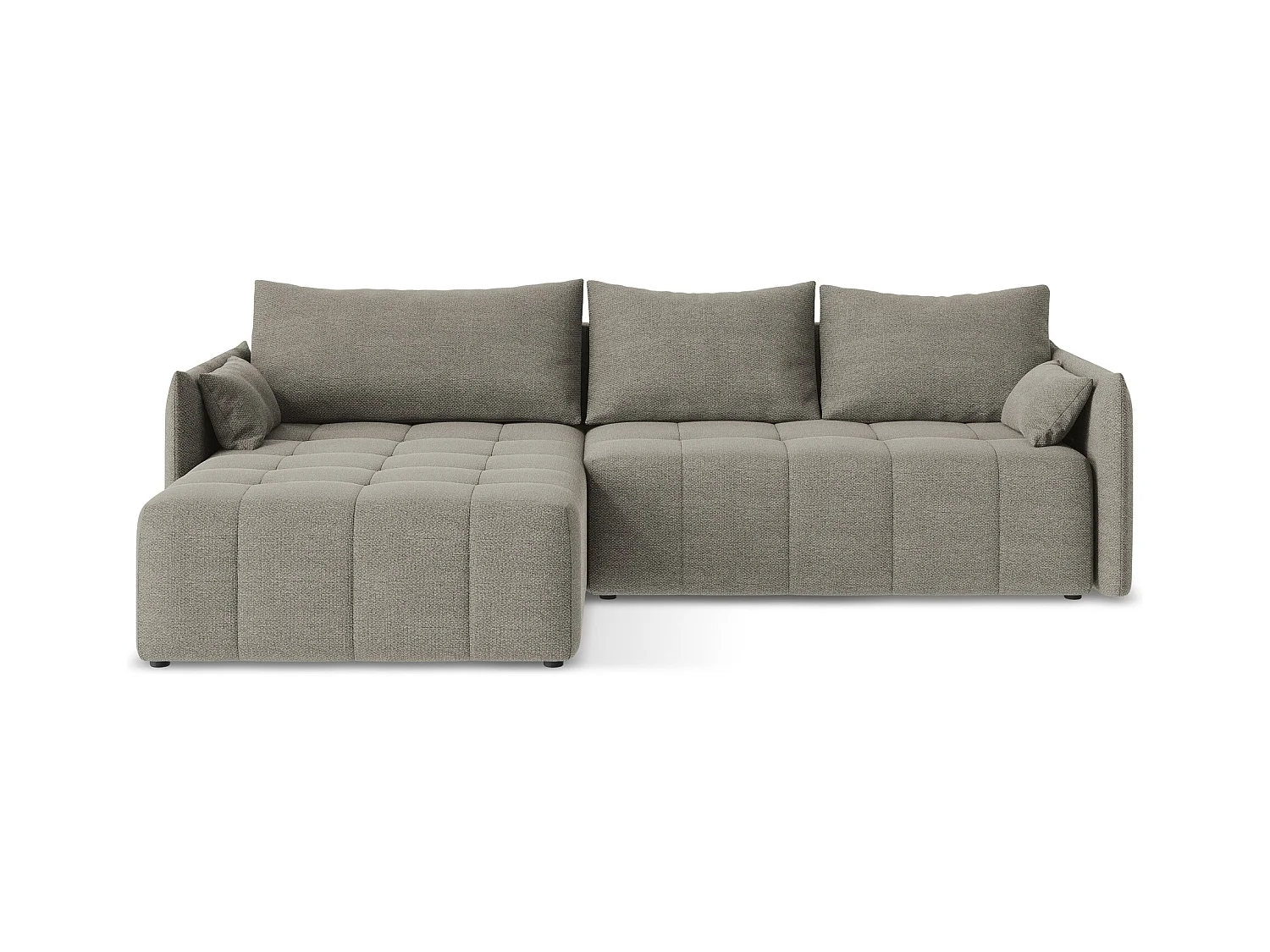 Canapé d’angle 3 places gauche convertible en tissu bouclette - gris - MOKU