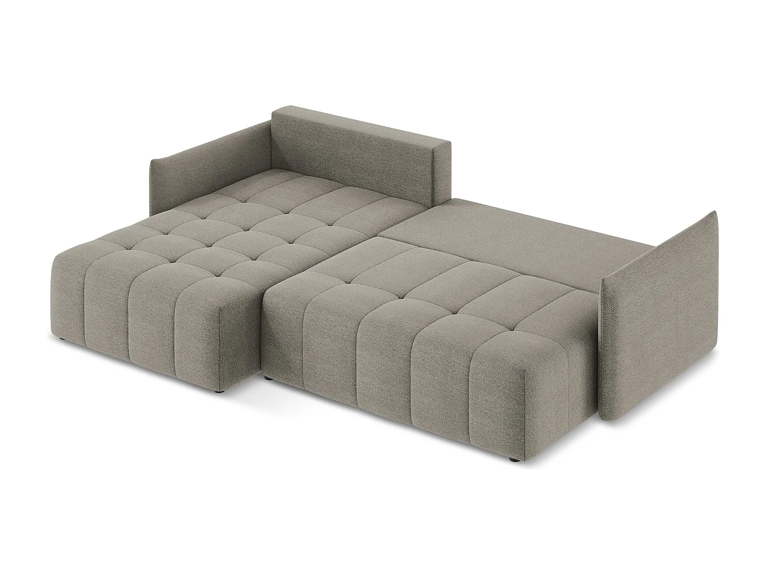 Canapé d’angle 3 places gauche convertible en tissu bouclette - gris - MOKU