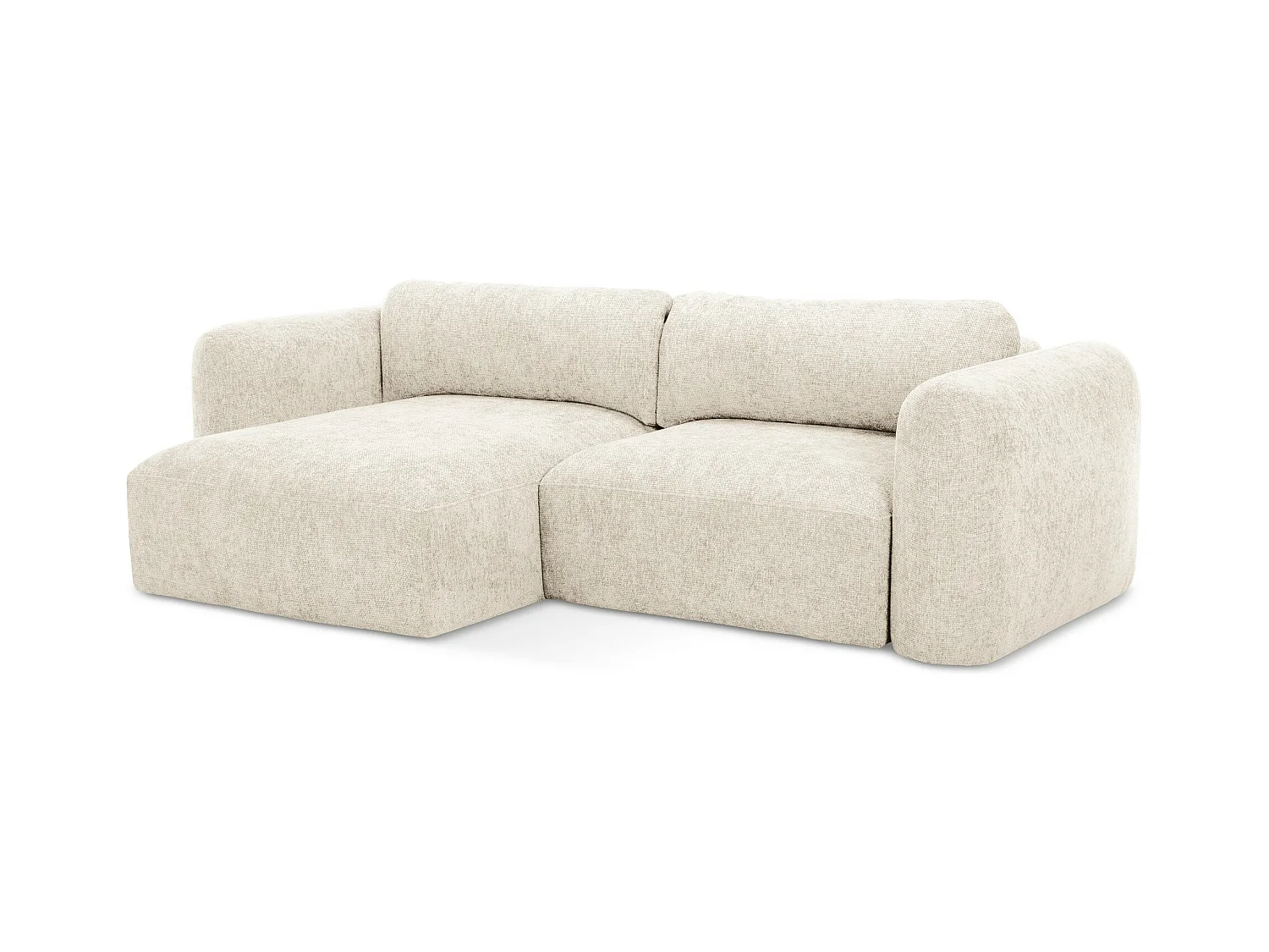 Canapé d’angle 3 places gauche convertible en tissu chenille - beige clair - MELE