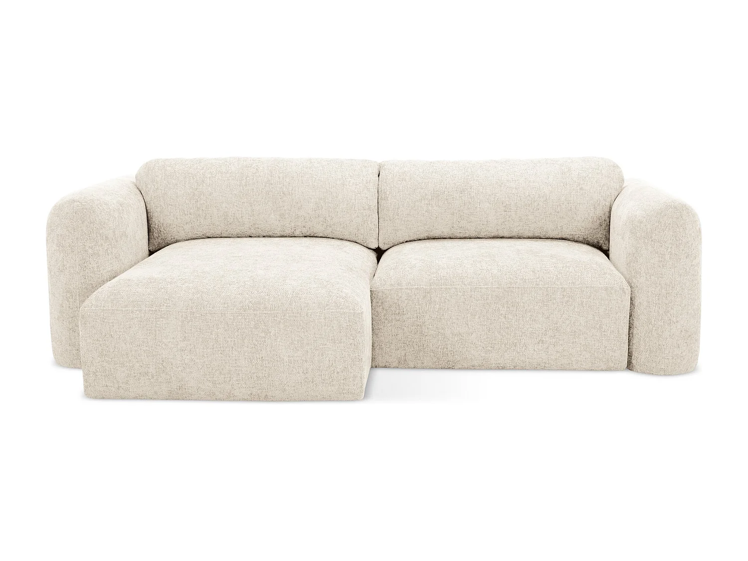 Canapé d’angle 3 places gauche convertible en tissu chenille - beige clair - MELE