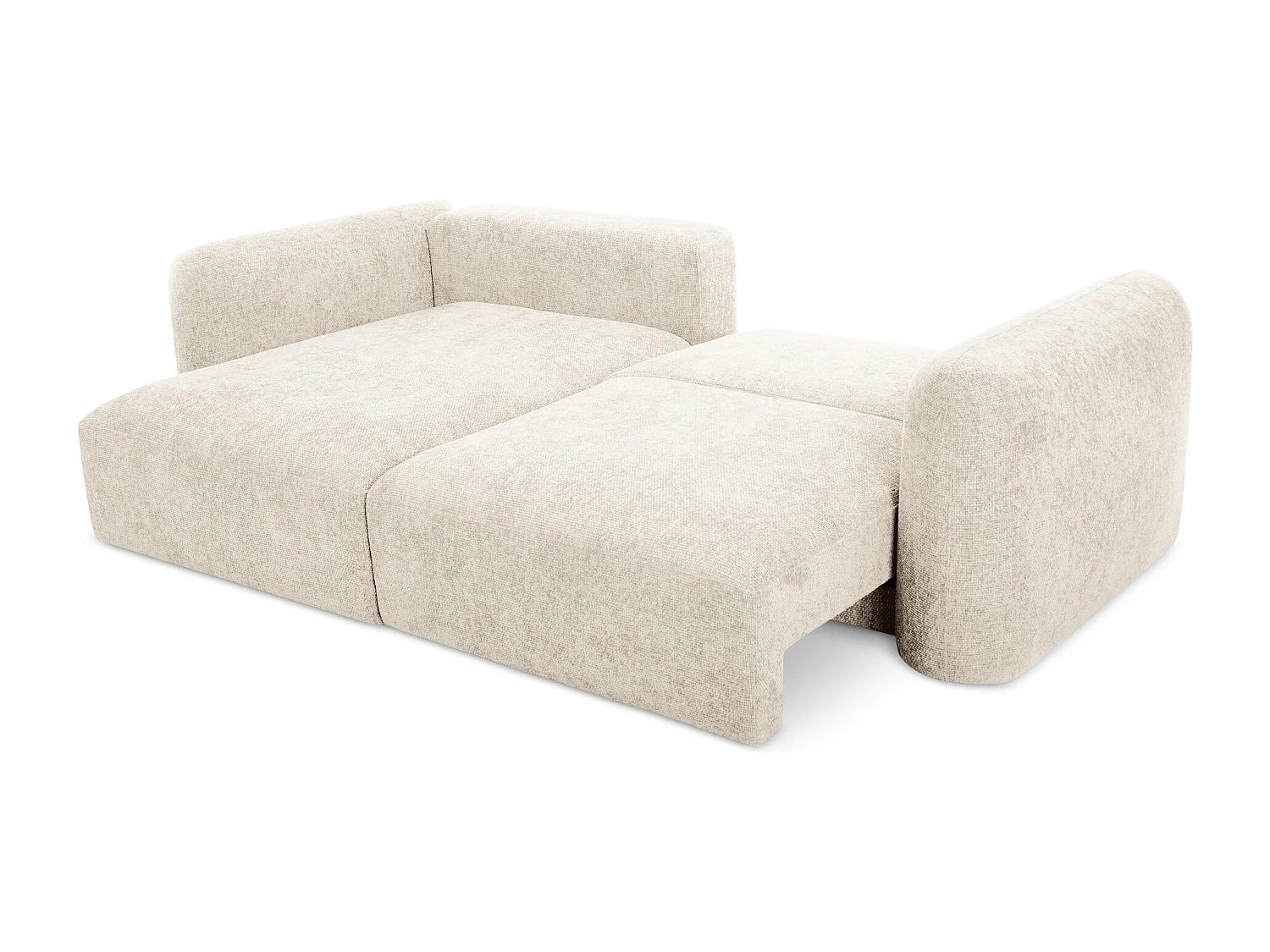 Canapé d’angle 3 places gauche convertible en tissu chenille - beige clair - MELE