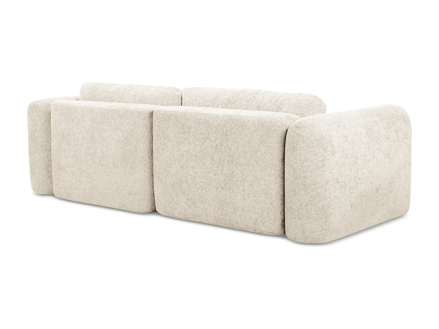 Canapé d’angle 3 places gauche convertible en tissu chenille - beige clair - MELE