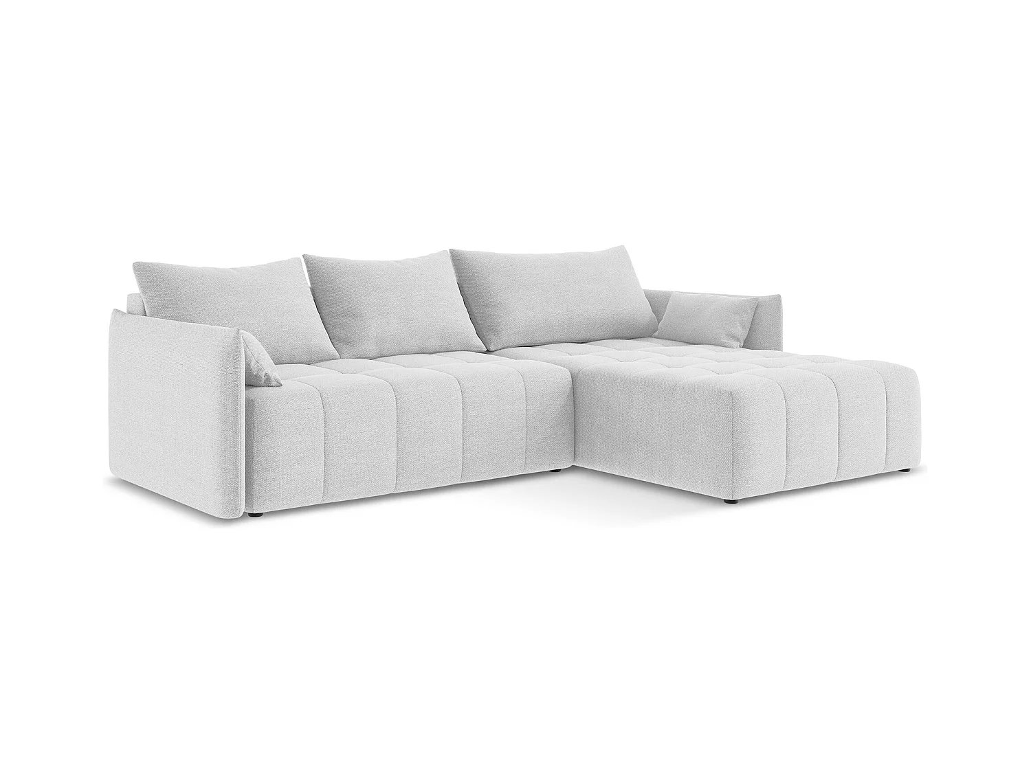 Canapé d'angle droit convertible en tissu bouclette - argent - MOKU