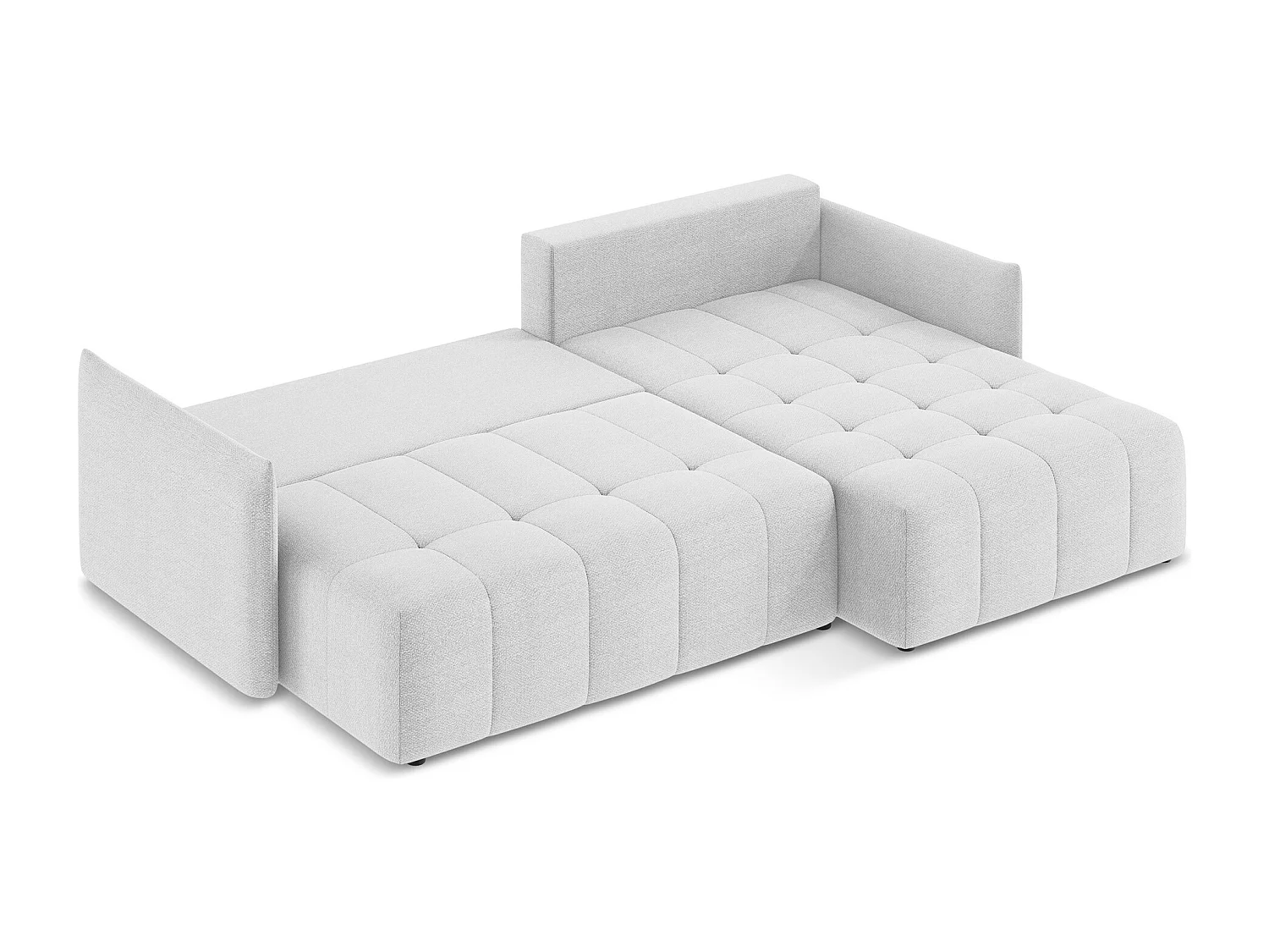 Canapé d'angle droit convertible en tissu bouclette - argent - MOKU