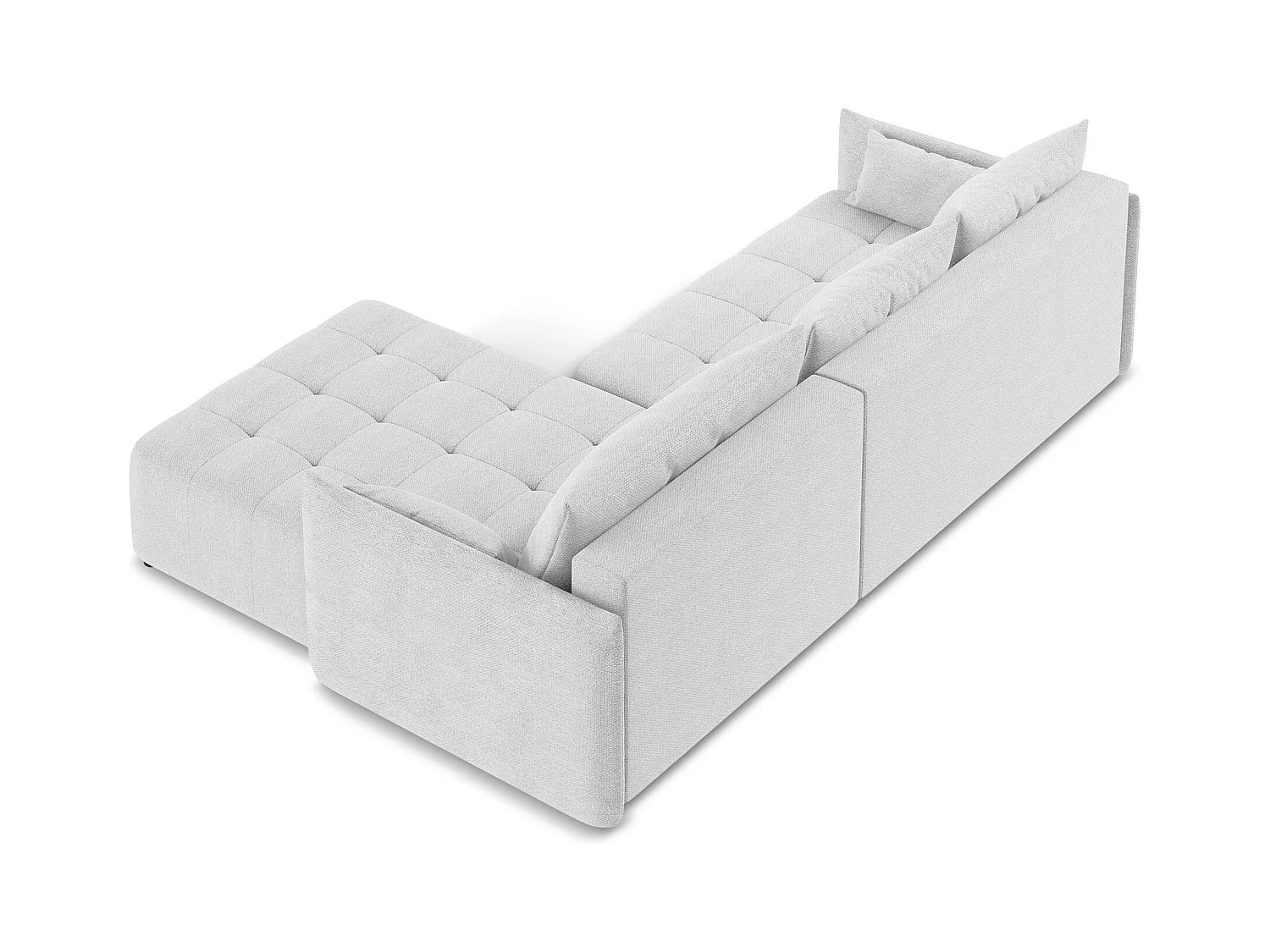 Canapé d'angle droit convertible en tissu bouclette - argent - MOKU