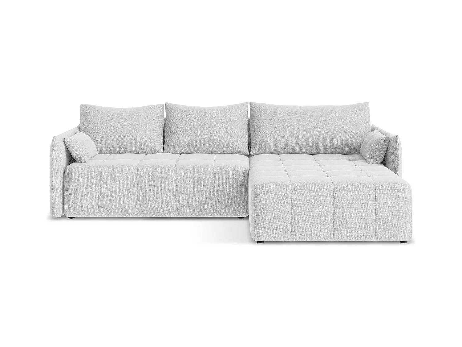 Ecksofa mit Schlaffunktion - Ecke Rechts - Bouclé - Silber - MOKU
