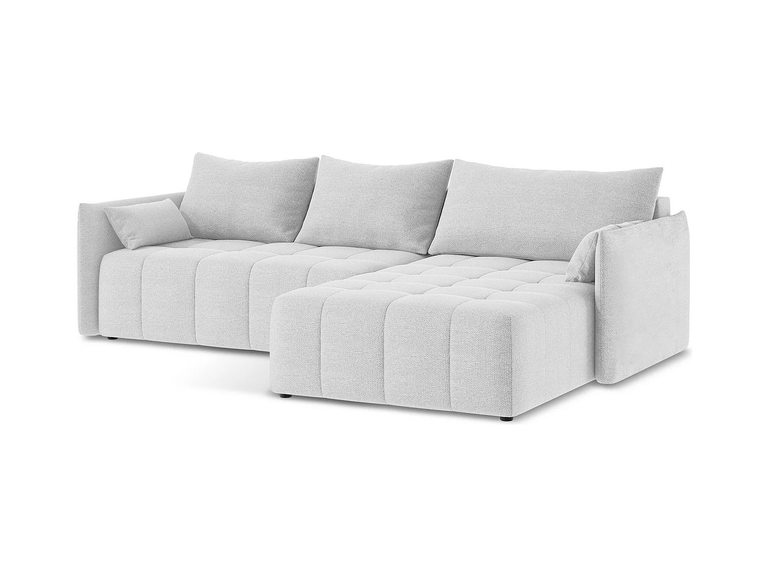 Ecksofa mit Schlaffunktion - Ecke Rechts - Bouclé - Silber - MOKU