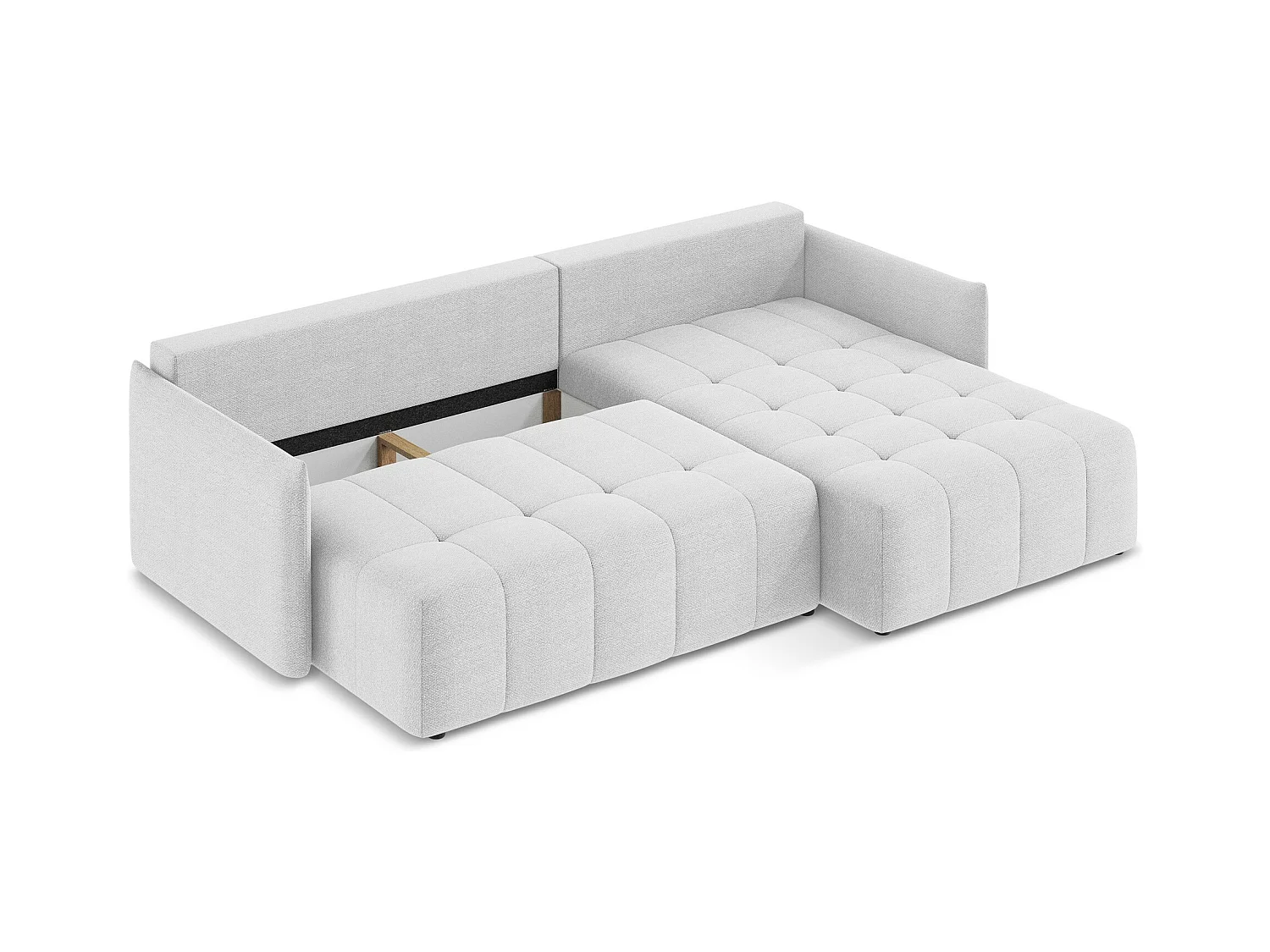 Ecksofa mit Schlaffunktion - Ecke Rechts - Bouclé - Silber - MOKU