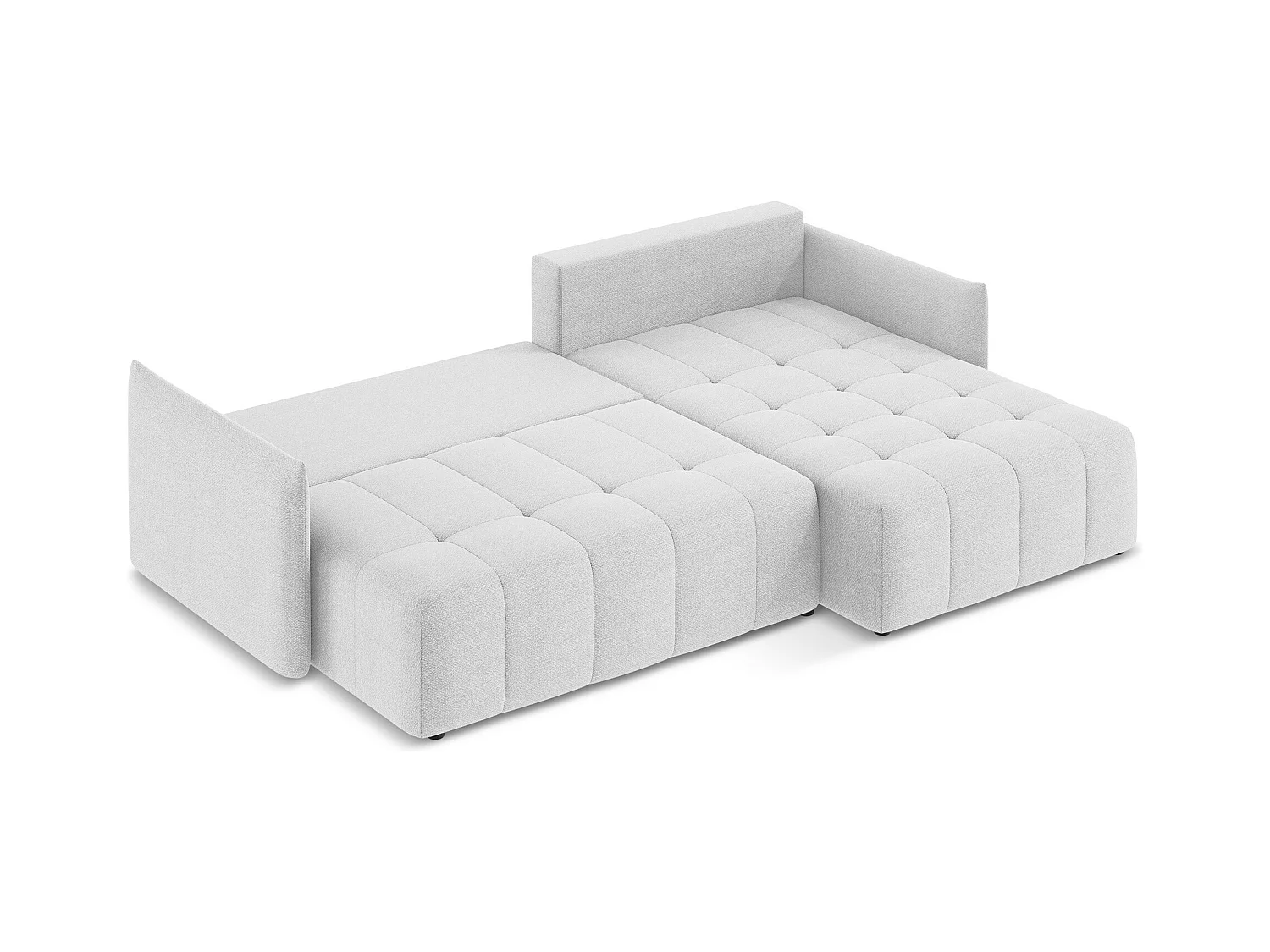 Ecksofa mit Schlaffunktion - Ecke Rechts - Bouclé - Silber - MOKU