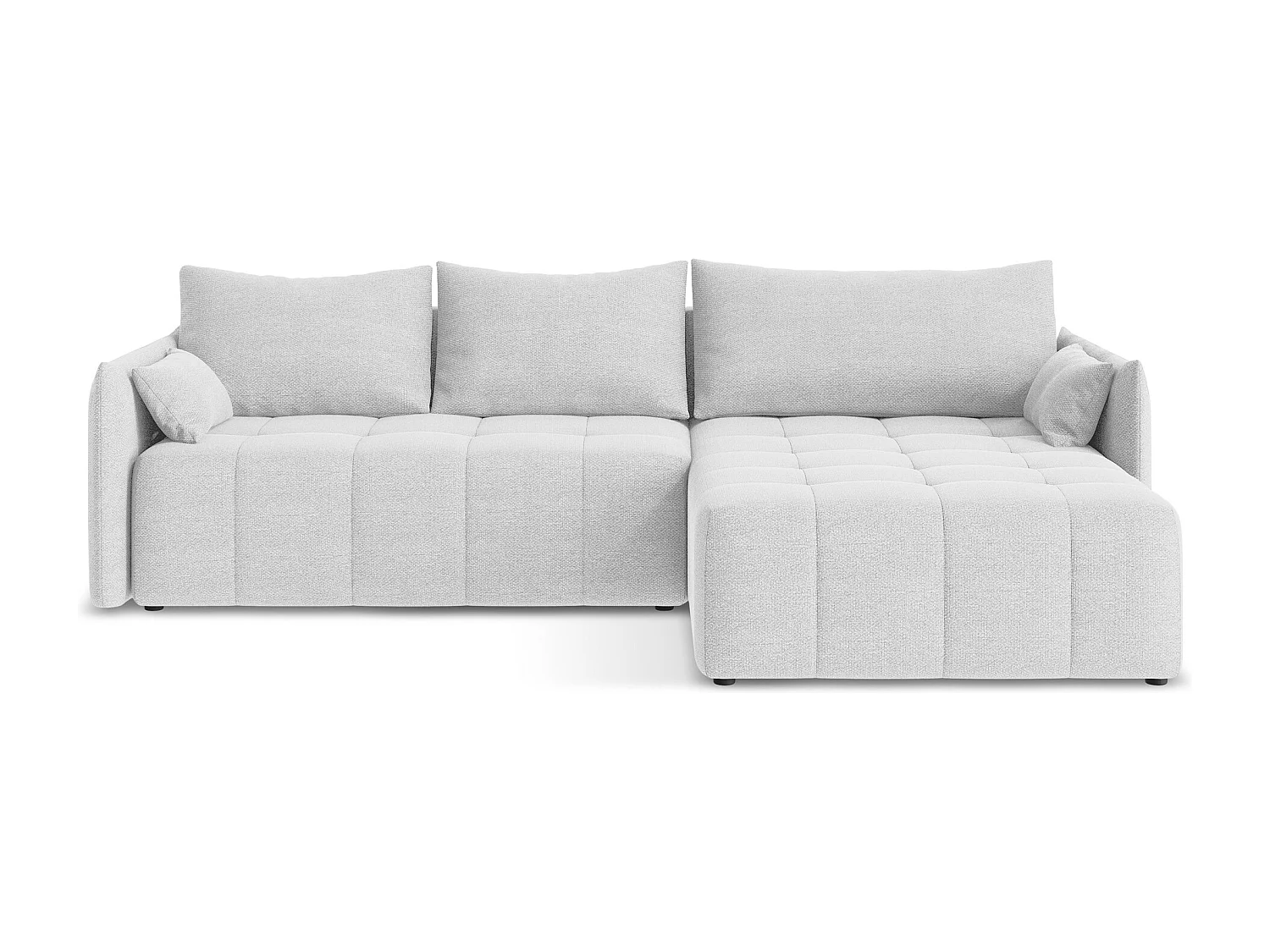 Canapé d'angle droit convertible en tissu bouclette - argent - MOKU