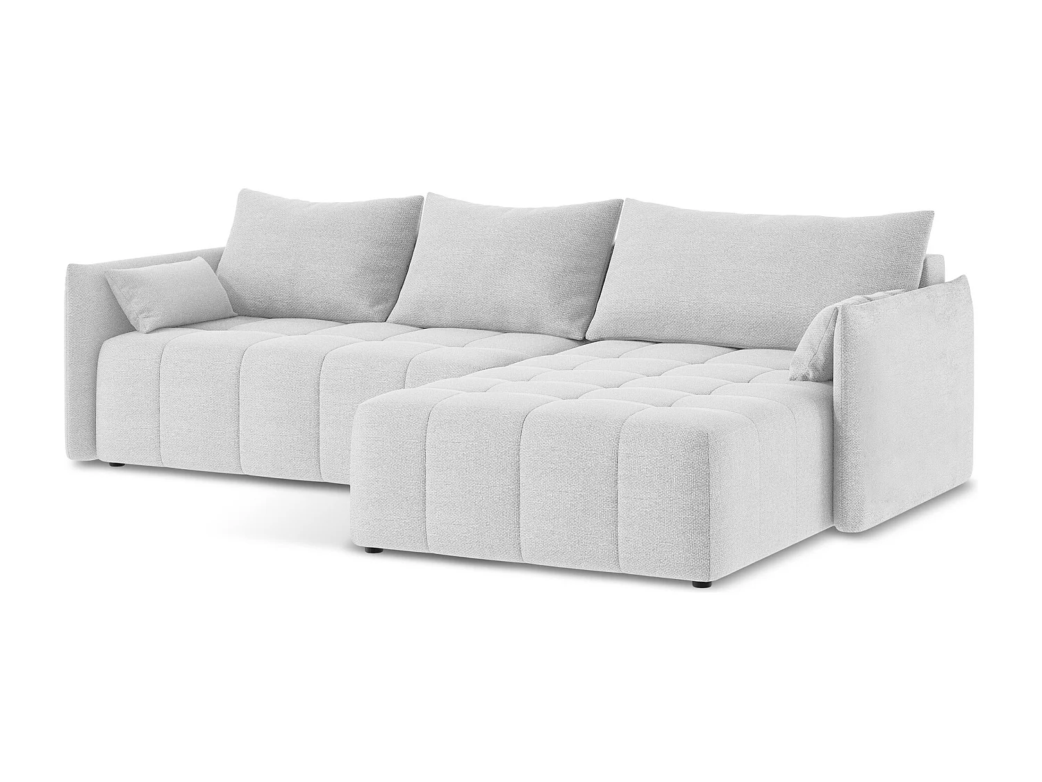 Canapé d'angle droit convertible en tissu bouclette - argent - MOKU