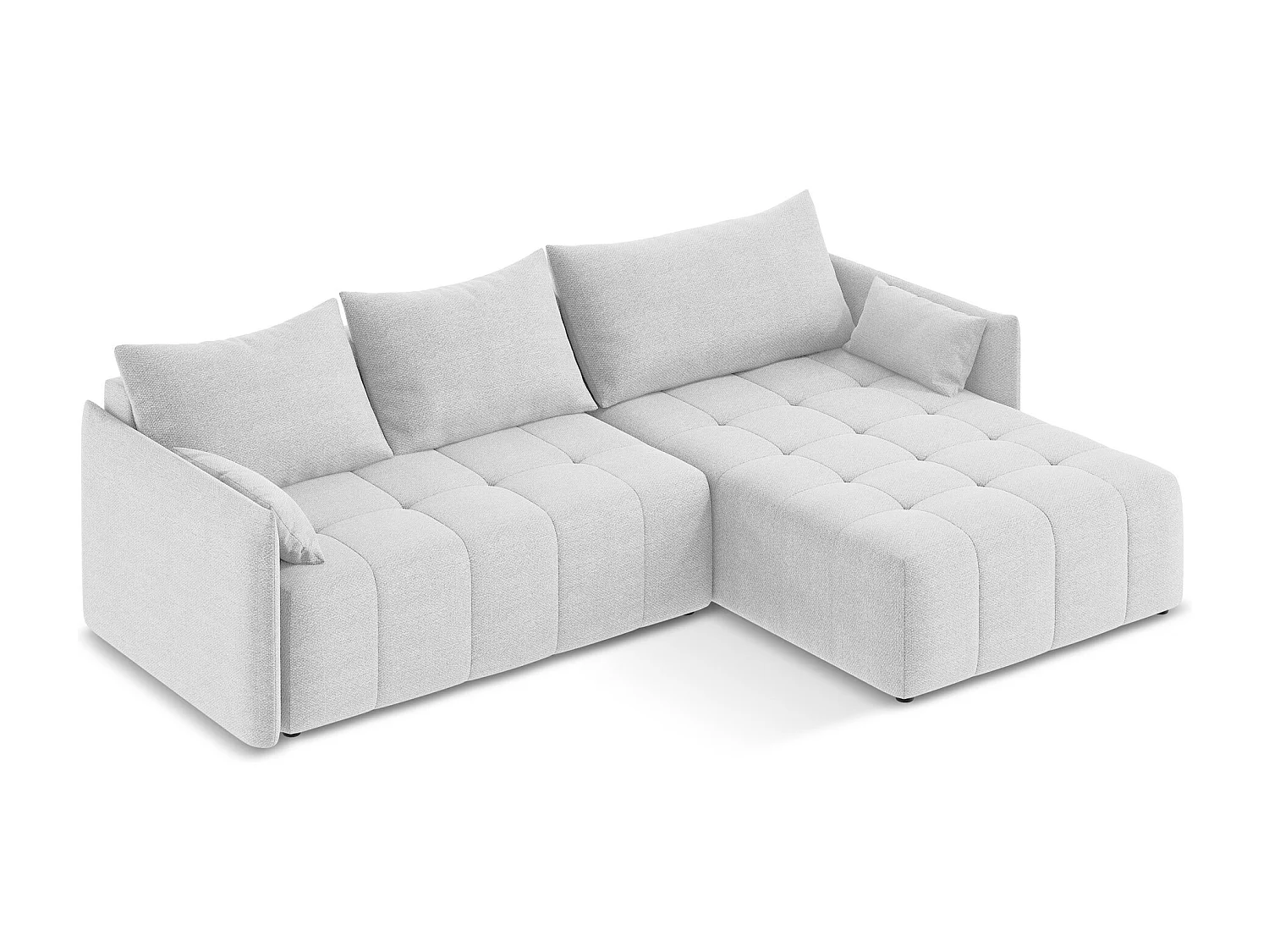 Canapé d'angle droit convertible en tissu bouclette - argent - MOKU